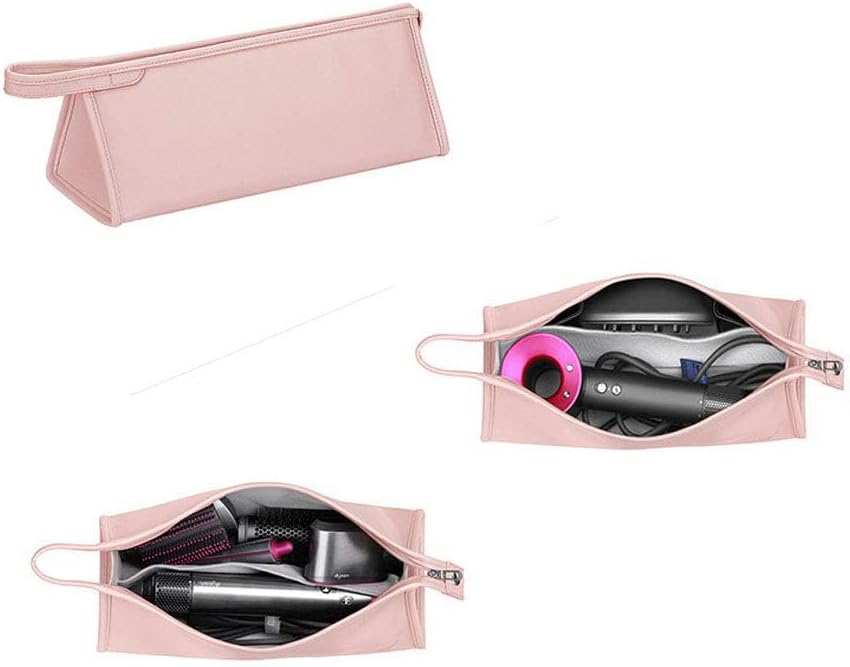 Buwico PU Leather Travel Case Portable Storage Bag for Dyson Airwrap Styler/Dyson Supersonic Hair Dryer, Waterproof Anti-scratch Dustproof Shockproof Protection Organizer Travel Gift Case (Pink)