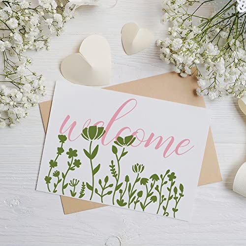 Wild Flower Stencils For Painting 11X8.3" Large Flower Stencil For Walls Leaf Cherry Blossom Vine Stencils Reusable Drawing Stencils For Painting On Wood Wall Canvas Furniture Card #TOP4