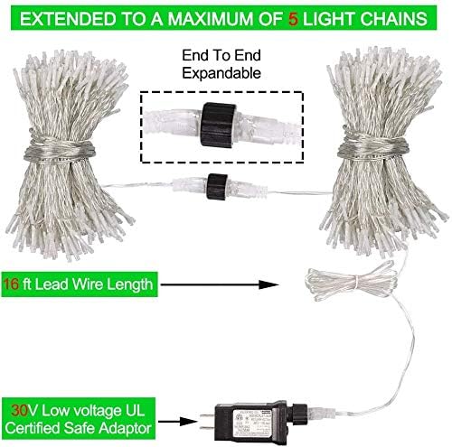 Miniatura 5 de Star 304 LED 9.8 pies x 9.8 pies, 30 V, 8 modos, tira de luces para cortina de ventana, boda, fiesta, hogar, jardín, dormitorio, decoración de pared