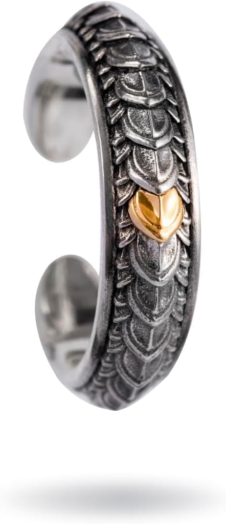 COPPERTIST.WU Dragon Scale Ring 925 Sterling Silver Inlaid 18K Gold Ring Dragon Rings Open Ring Aesthetic Jewelry Gift for Men Women