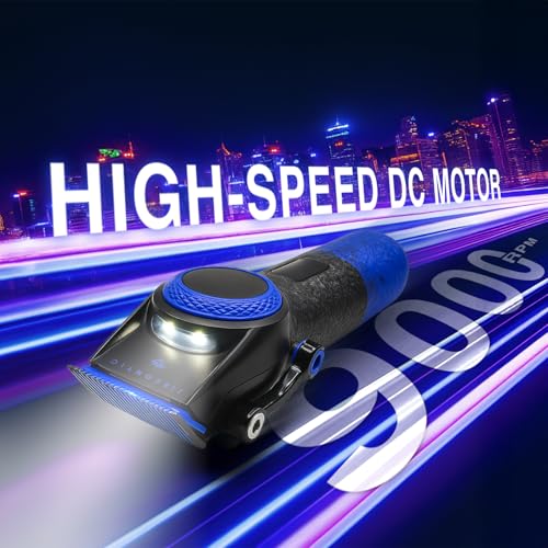 Image of VGR V-001 Professional Salon Quality Hair Clipper | ๐ต๐ฌ๐ฌ๐ฌ RPM High-Power DC Motor, ๐๐๐ Min Runtime, DLC Diamond-Coated Blade, LED Display & Light | Taper Lever & 15 Length Settings, Blue