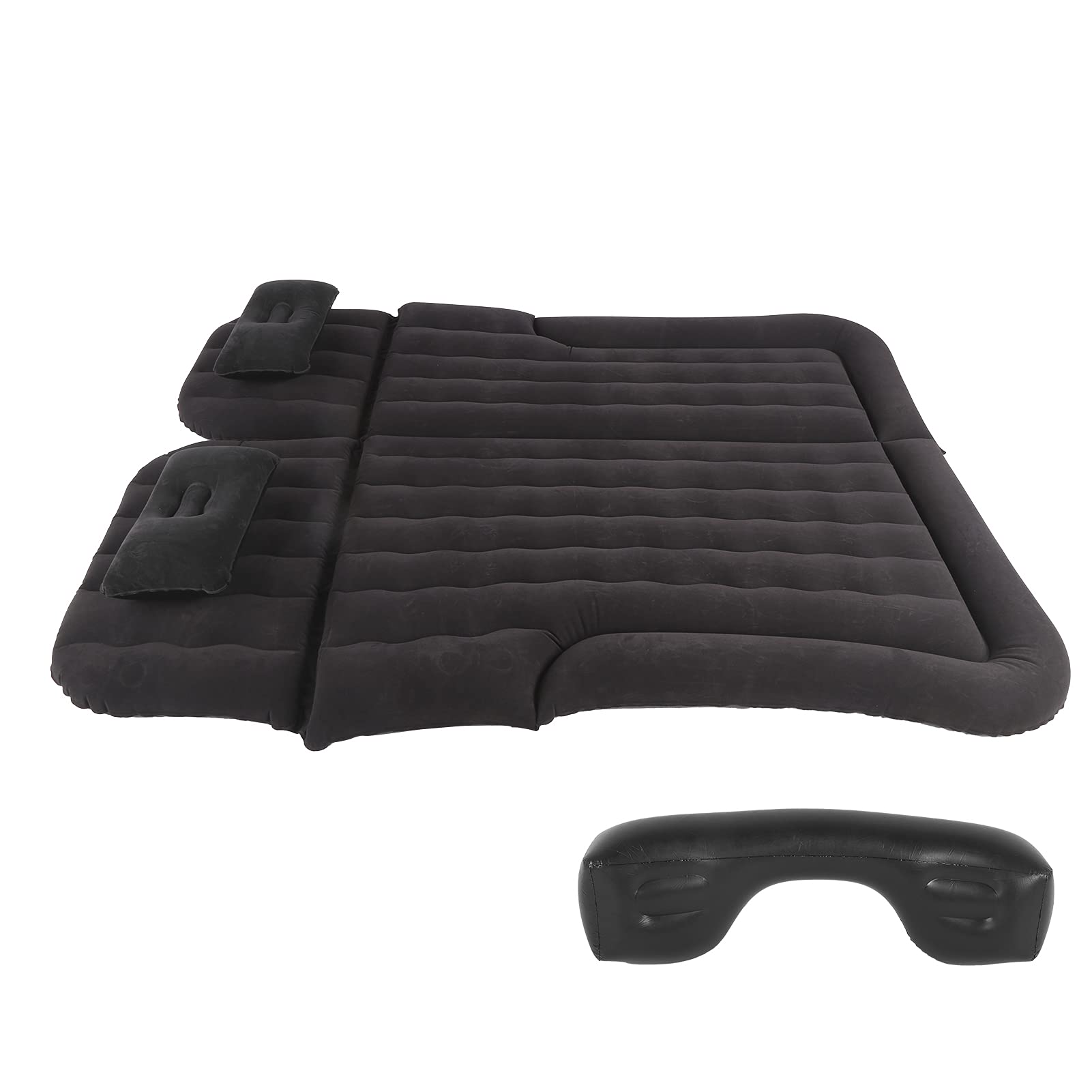 Alomejor Materac Dmuchany Materac Samochodowy Flokowany PVC 174 X 126 Cm Pompa Elektryczna 12 V Blokująca Hałas Wypełniacz Szczelin Płaska Szeroka Powierzchnia do SUV MPV RV Travel Camping (BLACK)