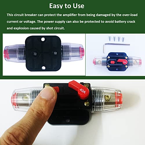 30 Amp Circuit Breaker Manual Reset Waterproof Inline Fuse Inverter For Car Atv Marine Trolling Motors Boat Power Protect 12V-48V Dc, With Inner Hexagon Tool & Screw #TOP5