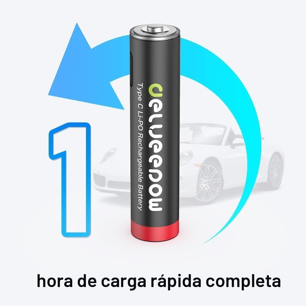 Pilas AAA Recargables USB-C 1,5V 1200mWh 16 Unidades