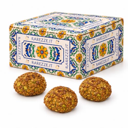 RAREZZE | Pastelitos artesanales sicilianos de almendra, con PISTACHO y granillo | Envasados individualmente | Caja regalo | Repostería tradicional: ¡pedidos, preparados, horneados, enviados!