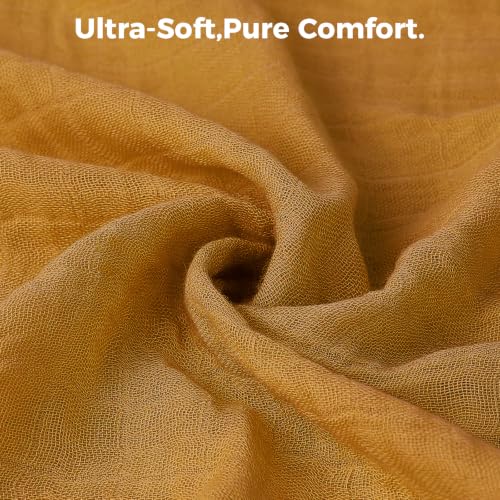 Image of Muslin Swaddle Blankets for Baby Boys and Girls, 2-Pack Breathable Soft Receiving Blanket Wrap, Baby Essentials, Registry & Gift, 47 x 47 inches Yellow