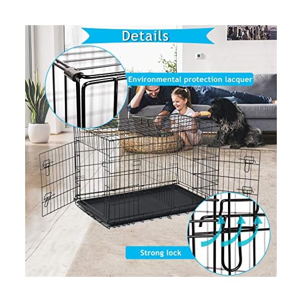 Dog Crate Dog Kennel Cage 24″ Portable Foldable Indoor Outdoor Large Double Door Wire Metal Puppy Cat Pet Dog Cage with ABS Tray LC & Divider Dog Crate Dog Kennel Cage 24″ Portable Foldable Indoor Outdoor Large Double Door Wire Metal Puppy Cat Pet Dog Cage with ABS Tray LC & Divider