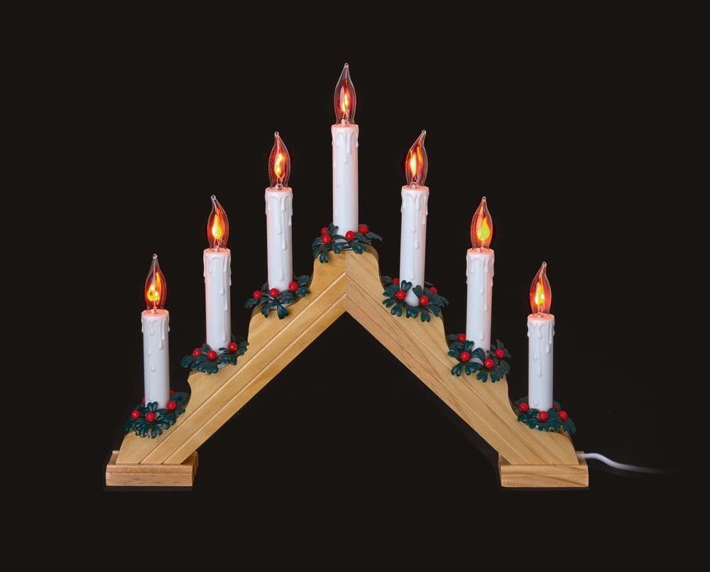Premier Yellow Pine Candle Bridge - 7 Flickering Bulb