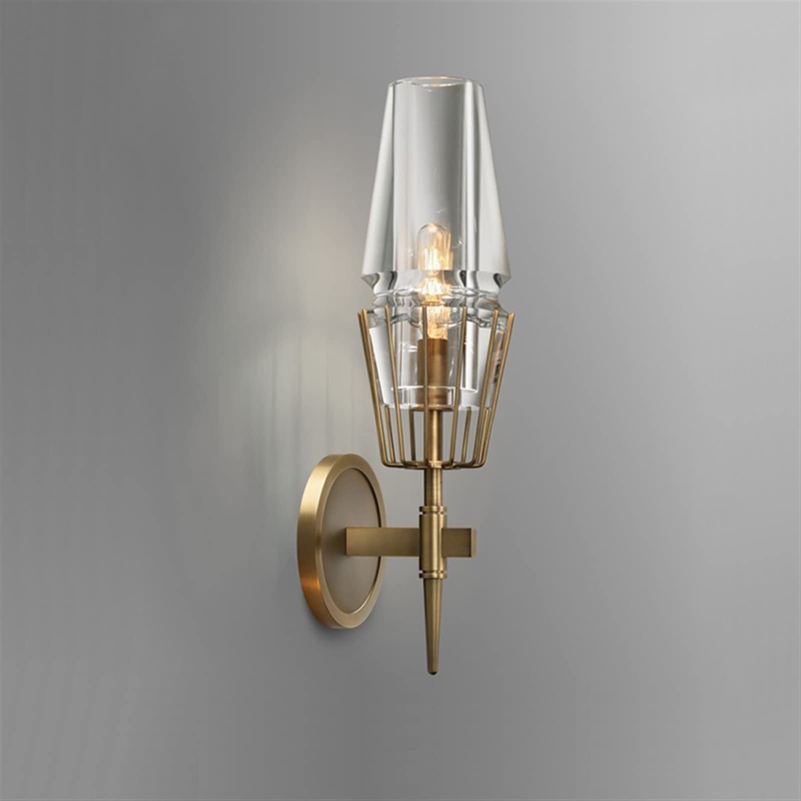 OLSKFUH Wall Lamp, Modern Wall Sconce, Copper Wall Lamp Decoration Living Room Background Wall Aisle Bedroom Bedside Brass Wall Lamp,Indoor Wall Light, Size : 1 Light,