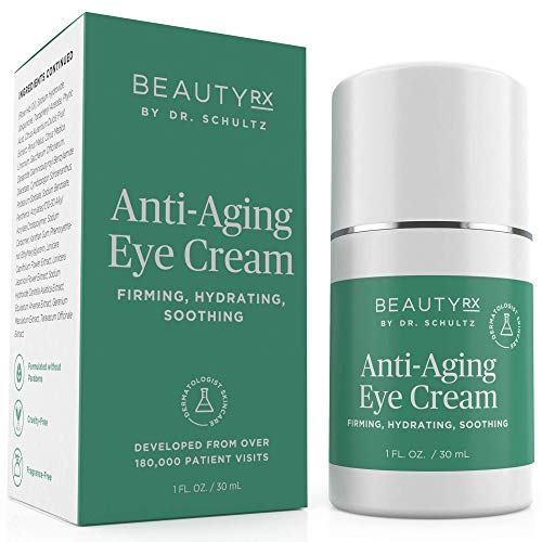 BeautyRx by Dr. Schultz Eye Cream for Dark Circles, Bags, Wrinkles & Puffiness. Best Firming Under & Around Eyes Anti-Aging & Moisturizing Treatment with Vitamin C, Hyaluronic Acid & Green Tea (1 oz)