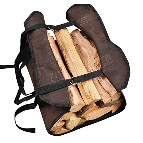 Firewood Carrier, Log Carrier For Firewood With Leather Working Gloves, Heavy Duty Waxed Canvas Fireplace Log Carrier Holders For Carrying Wood Indoors & Outdoor #TOP5