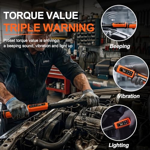 Image of coobeast 3 /8 Digital Torque Wrench,Adjustable Electric Torque Wrench Tool Set with Preset Value(1.5-99.5 Ft-lbs. /2-135 Nm),with Buzzer and LED Alert, Portable Wrenches Set for Bike Motorcycle(Black)