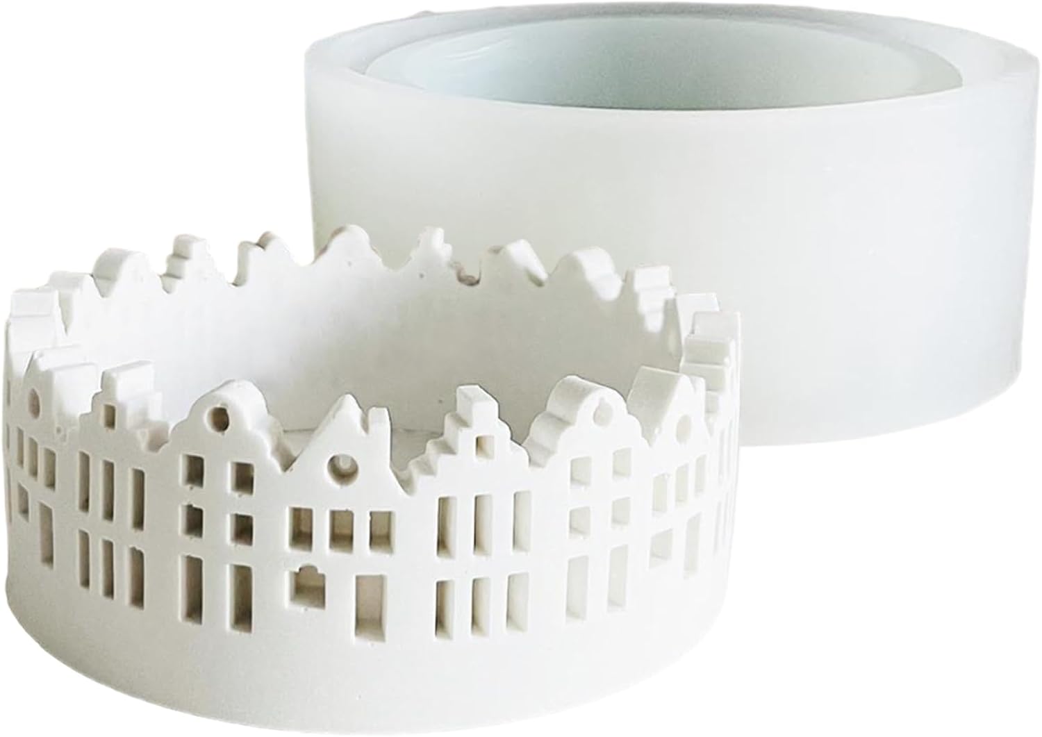 丸いシリコンモールド - 高さ13.5cmのキャンドルホルダーハウスシェイプ |多肉植物、植木鉢、城の家、DIY キャンドル、植物の