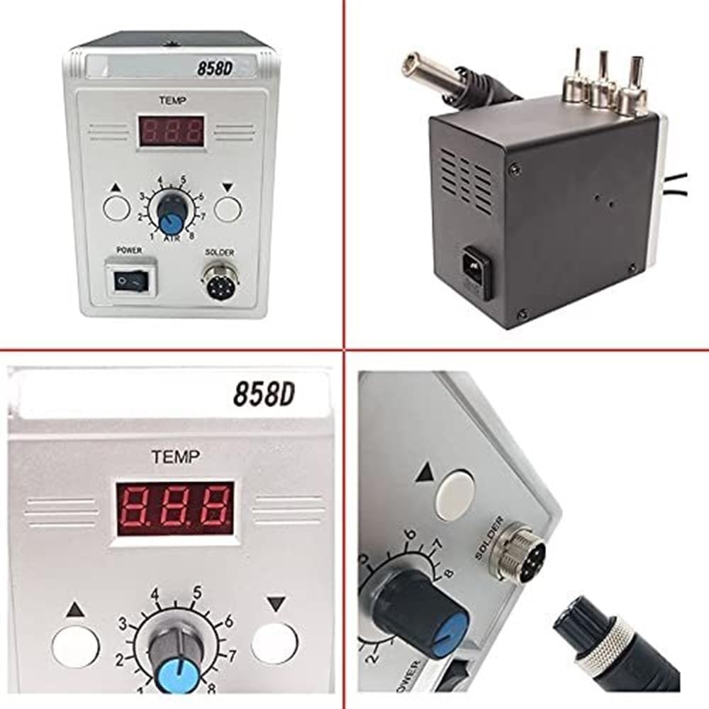 Hot Air Gun Hot Air Gun 858D 700W, Soldering Heat Air Gun, Welding Repair with Gifts Hot Air Gun Holder(Size:2) (Set 4)