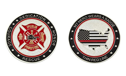 My Hero Wears A Badge Fire Fighter Challenge Coin