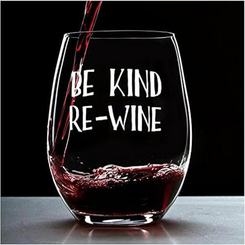 Miniatura 9 de Lushy Wino  Be Kind, Re-Wine  Lindo, novedad, grabado sin tallo 16 onzas Copa de vino con refranes divertidos en caja de regalo