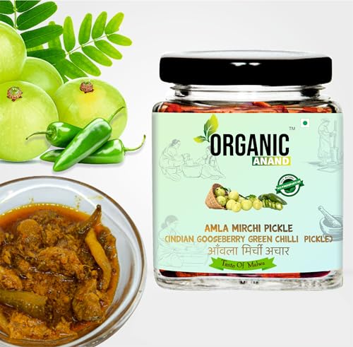 Image of Organic Anand Pure & Natural Amla-Mirchi Pickle, Fresh Amla & Green Chilli, Homemade Hari Mirch ka Aachar (250gm-Pack of 1)
