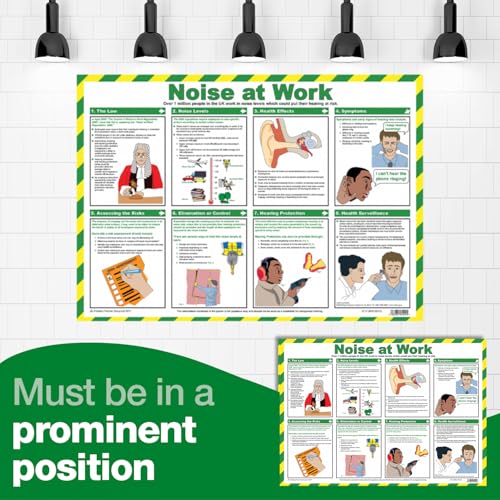 Image of Safety First Aid Noise at Work A2 Poster, Laminated