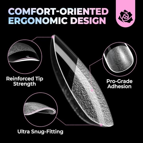Image of UNA GELLA Oval Gel Nail Tips Short 15 Sizes 300PCS, Pre-Etched Clear Acrylic Nail Tips Easy DIY Salon Oval Almond Press On Nails Snug Fit Full False Fake Tips Extensions Long-Lasting Hold