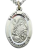 Westman Works St John Solid Pewter One Inch Saint Medal with Stainless Steel Chain