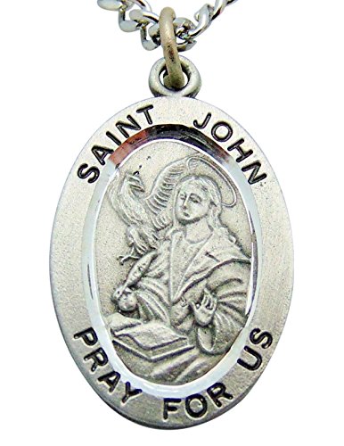 Westman Works St John Solid Pewter One Inch Saint Medal with Stainless Steel Chain