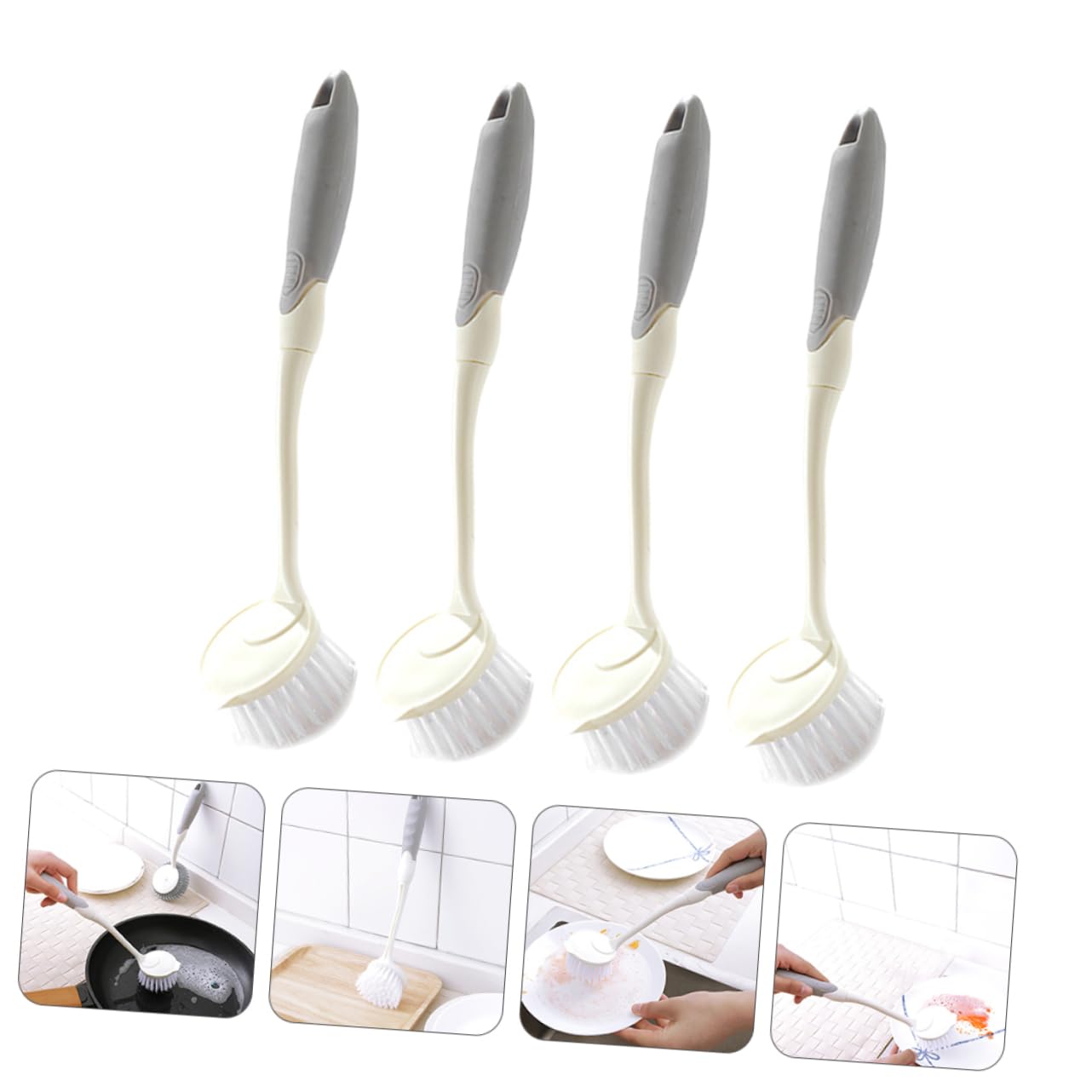 2 Series Cepillos De Limpieza para Ollas Mango Cepillos Duraderos para Fregar Platos Y Utensilios De Cocina para Limpieza Efectiva De Sartenes Y Superficies 4 Piezas*2