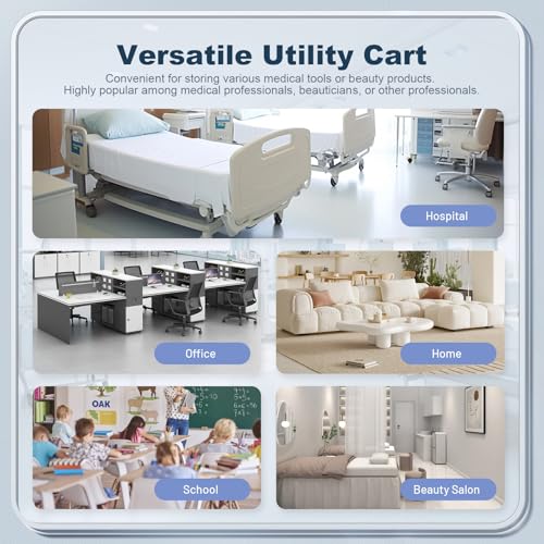 Hymula 5 Drawers Mobile Medical Bedside Cart with 4 Wheels and Lock, Dental Assistant's Mobile Cabinet, Professional File Beauty Storage Utility Cart, for Hospital Office Bedroom Clinic