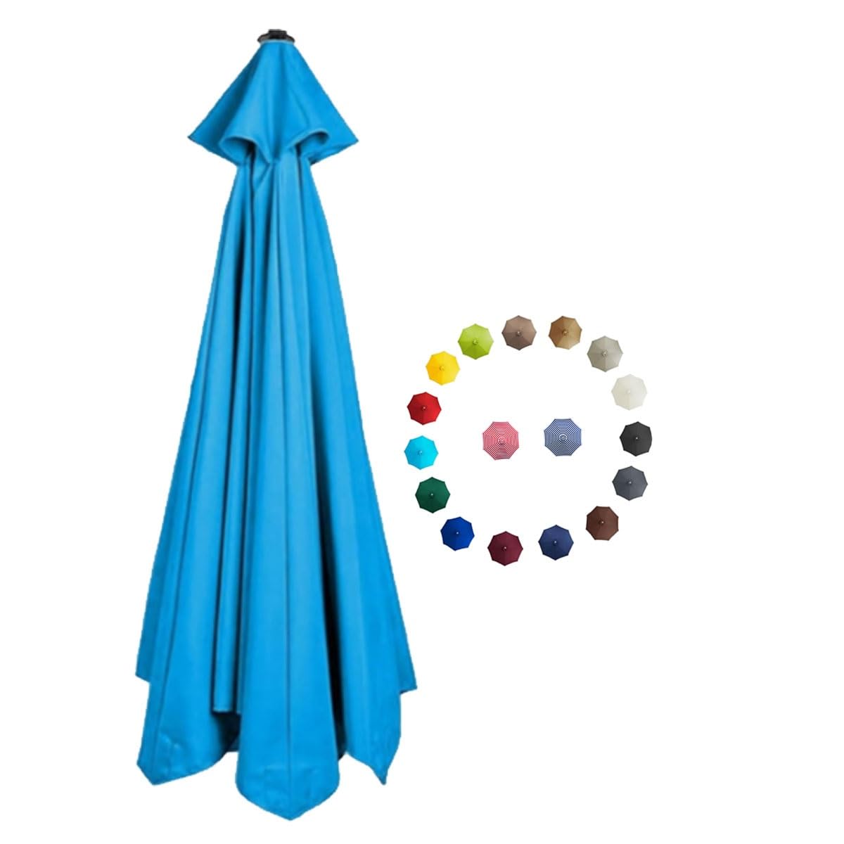 Replacement Parasol Canopy 2.0/2.3/2.7/3.0m Patio Umbrella Replacement Canopy 6 Arms/8 Arms Canopy Replacement Cover for Garden Market Beach Umbrella ( Color : Light blue , Size : 2.7m/9FT-6Ribs )
