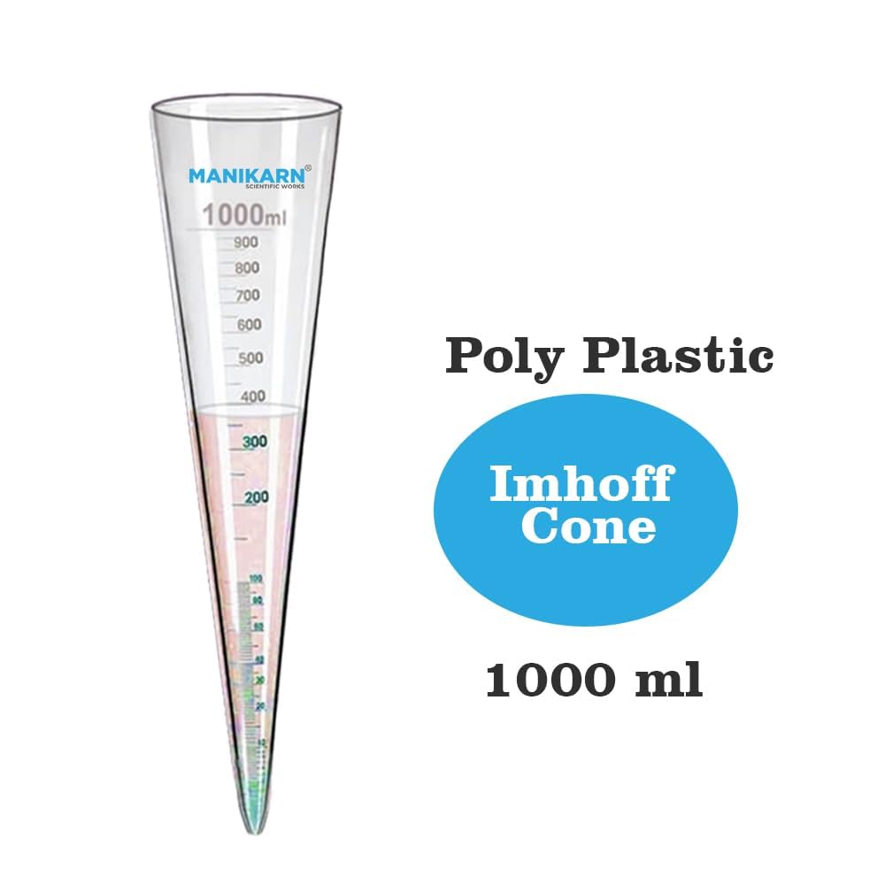Cono Imhoff da 1000 ml per test di sedimentazione e biofloc | Cono per test dell'acqua per l'allevamento ittico, l'acquacoltura, il laboratorio, la ricerca e l'uso educativo