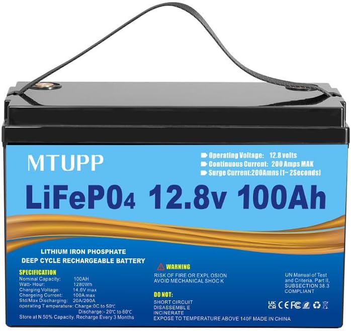 LiFePO (12V)- LiFePO4 Battery 12V 100Ah Lithium leisure battery, Lithium Iron Phosphate Battery 5000 deep cycle, for RV, Marine, Boat, Solar System,mobility scooter