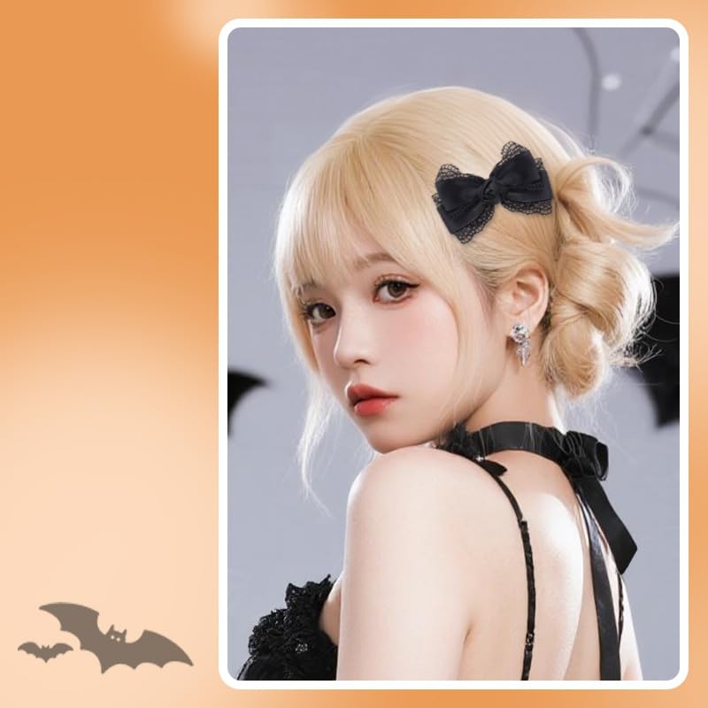 Pinza para cabello con lazo de encaje gótico Halloween miniatura 2
