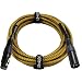 GLS Audio 15 Foot Mic Cable Balanced XLR Patch Cords - XLR Male to XLR Female 15 FT Microphone Cables Brown Yellow Tweed Cloth Jacket - 15 Feet Mike Pro Snake Cord 15’ XLR-M to XLR-F - SINGLE