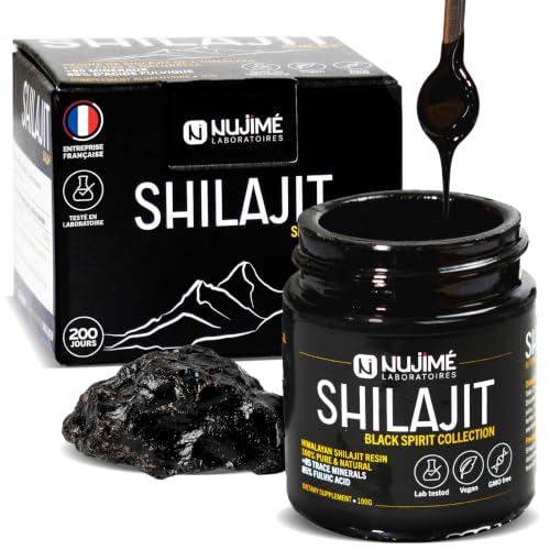 Shilajit del Himalaya 100G + Cuchara incluida | Resina Pura | 85% de ácido fúlvico, Alta Concentración | Vegano, sin OGM, sin Aditivos | Probado en Laboratorio