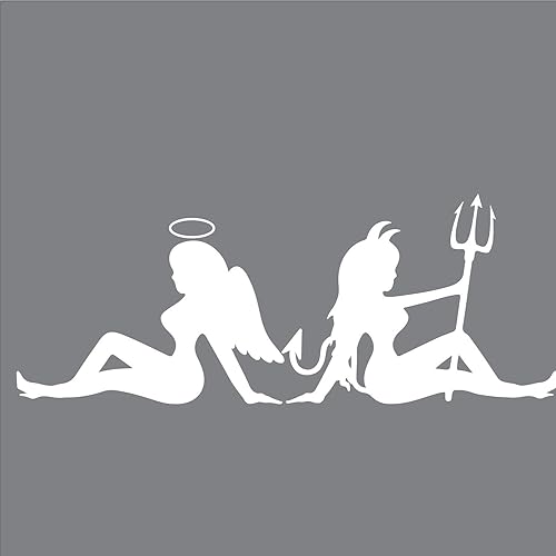 Miniatura 3 de Calcomanía de Vinilo con Silueta Sexy de Ángel y Chica Diablo Traviesa y Buena para Ventana de Coche y Parachoques Troquelada 7.5 Pulgadas Calidad