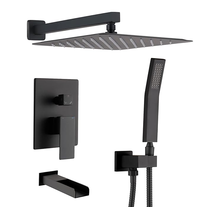 Buy 10” Rain Shower System with Waterfall Tub Spout, Wall Mounted High