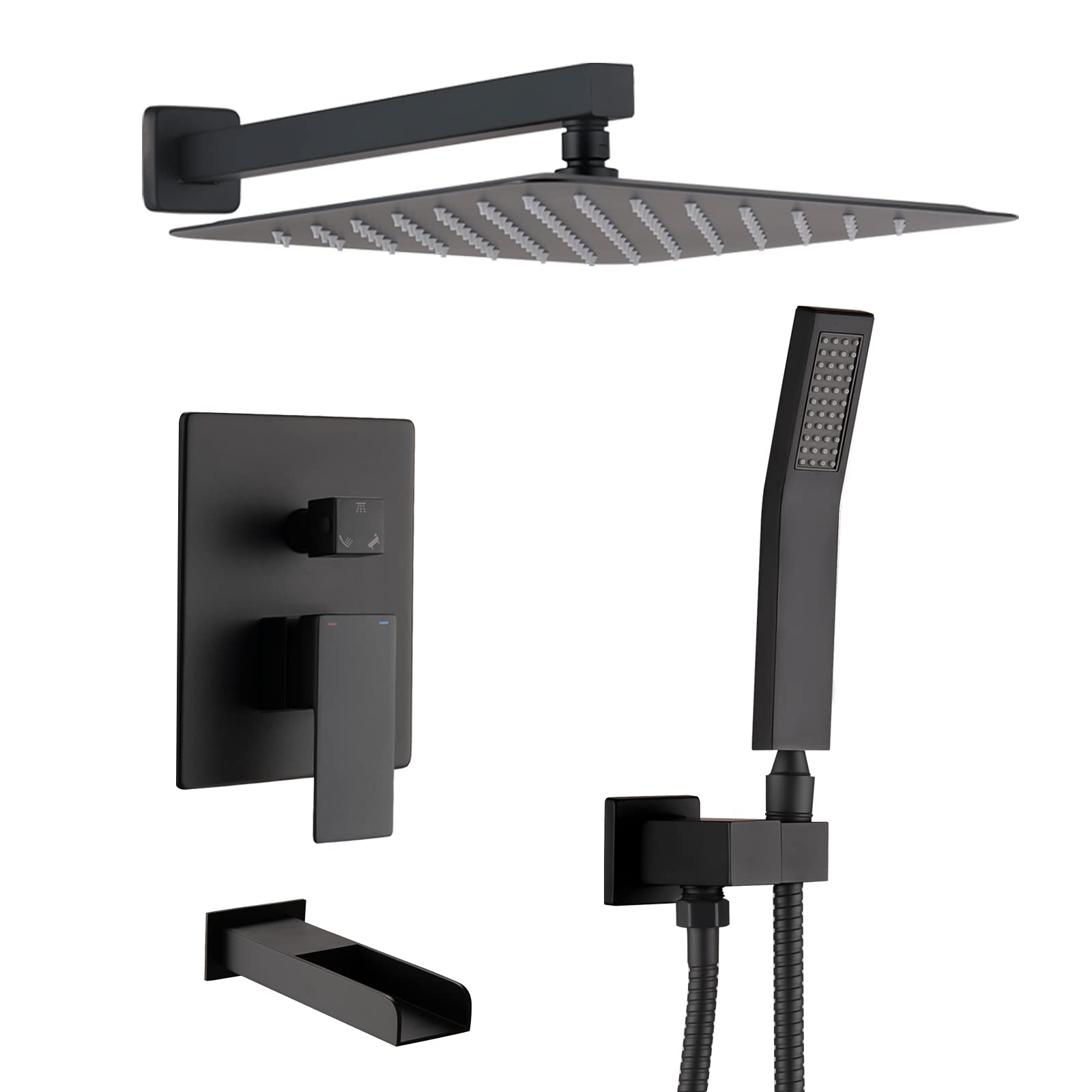 Buy 10” Rain Shower System with Waterfall Tub Spout, Wall Mounted HighPressure Rainfall Mixer