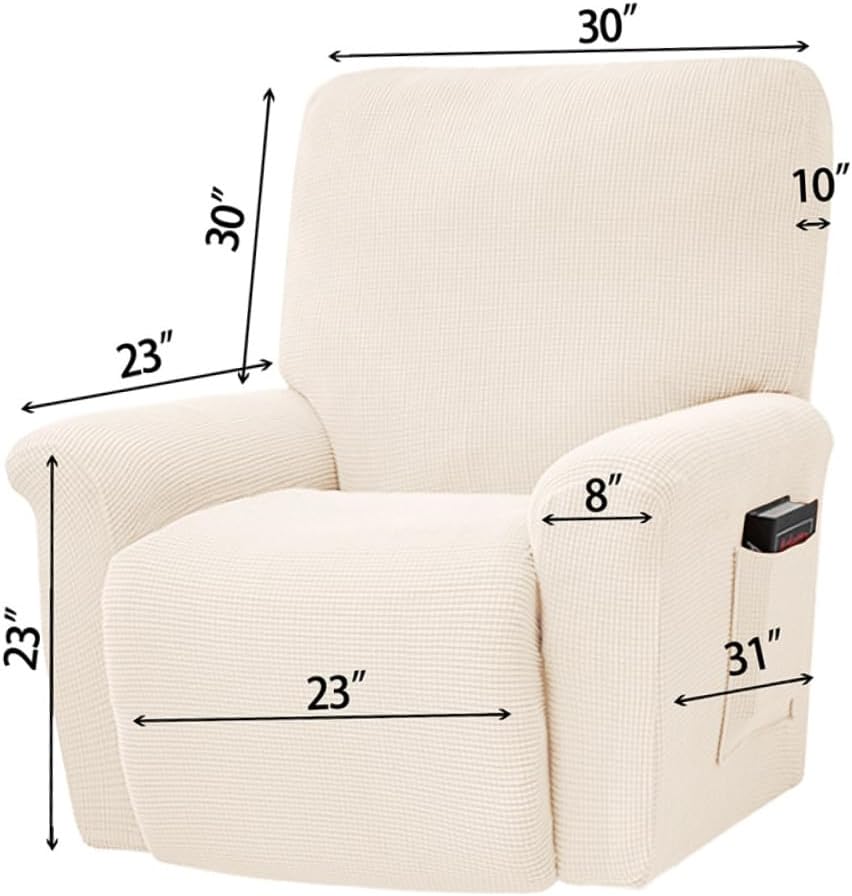 All-Inclusive Recliner Chair Cover White Fleece Elastic Massage Armchair Protector Slipcover for Home Sofa Furniture
