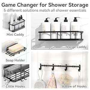 YASONIC Shower Caddy, 6 Pack Large Capacity Shower Organizer with Soap Holder and 12 Hooks, Rustproof Shower Shelves for Inside Shower, No Drilling&Sleek Bathroom Organizers and Storage YASONIC Shower Caddy 6 Pack Large Capacity Shower Organizer with Soap Holder and 12 Hooks Rustproof Shower Shelves for Inside Shower No DrillingSleek Bathroom Organizers and Storage