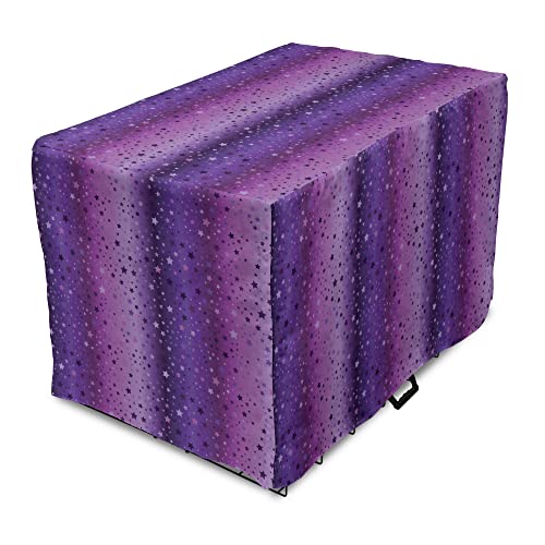 Lunarable Purple Ombre Dog Crate Cover, Big Little Star Shapes Repetition on Color Gradient Style Background, Easy to Use Pet Kennel Cover for Small Dogs Puppies Kittens, 24 Inch, Violet and Fuchsia