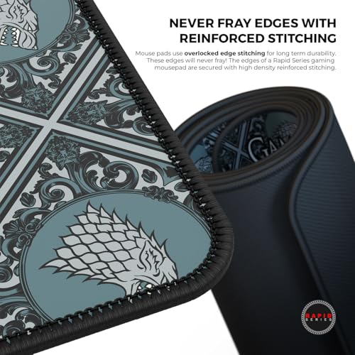 Image of Cybeart | House Stark Gaming Desk Mat (XXL - 900x400x4mm) | Waterproof, Never Slip Base, Stitched Edges, Esports Grade
