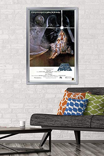 Image of Trends International 24X36 Star Wars: A New Hope - Original One Sheet Wall Poster, 24 inch x 36 inch, Silver Framed Version