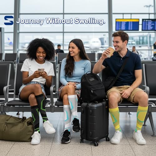Image of Sooverki Compression Socks for Women and Men Circulation (3 /4 Pairs) is Best Support for Running Athletic Cycling Hiking