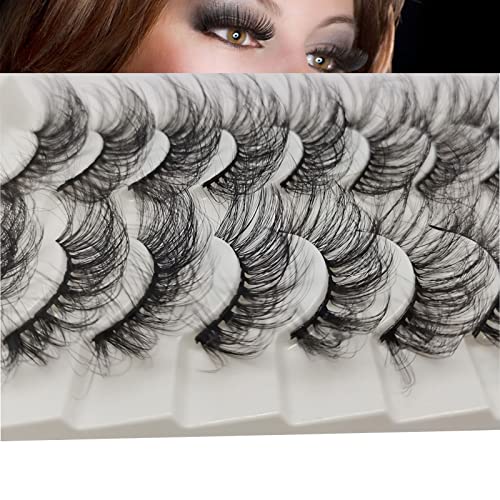iVIM 3D Volume Fake Eyelashes,18-25mm Long Lashes Natural Look,Soft Fluffy Cat Eye Lashes Like Natural Lashes,Not Easy To Fall Off, Reusable, 10 Pairs Of False Lashes QZ-03