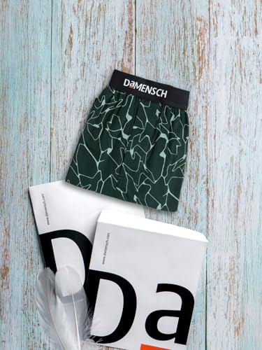 Image of DAMENSCH Solid Breeeze Inner Boxers for Men, Ultra-Light Boxers, 100% Cotton Shorts Pant, Breathable Woven Inner Cotton Shorts for Men-Crackle Green-4XL