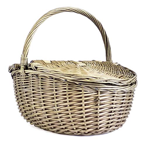 Fine Food Store Traditional Oval Design Picnic Basket Hamper with Removable Double Lid - Gift Ideas for Christmas, Valentines, Mother's Day, Birthday, Wedding, Anniversary, Business and Corporate