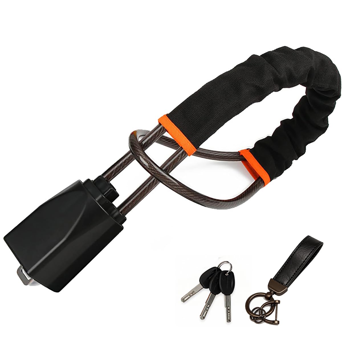 Verrou de volant de voiture haute résistance câble antivol de ceinture noir avec clés
