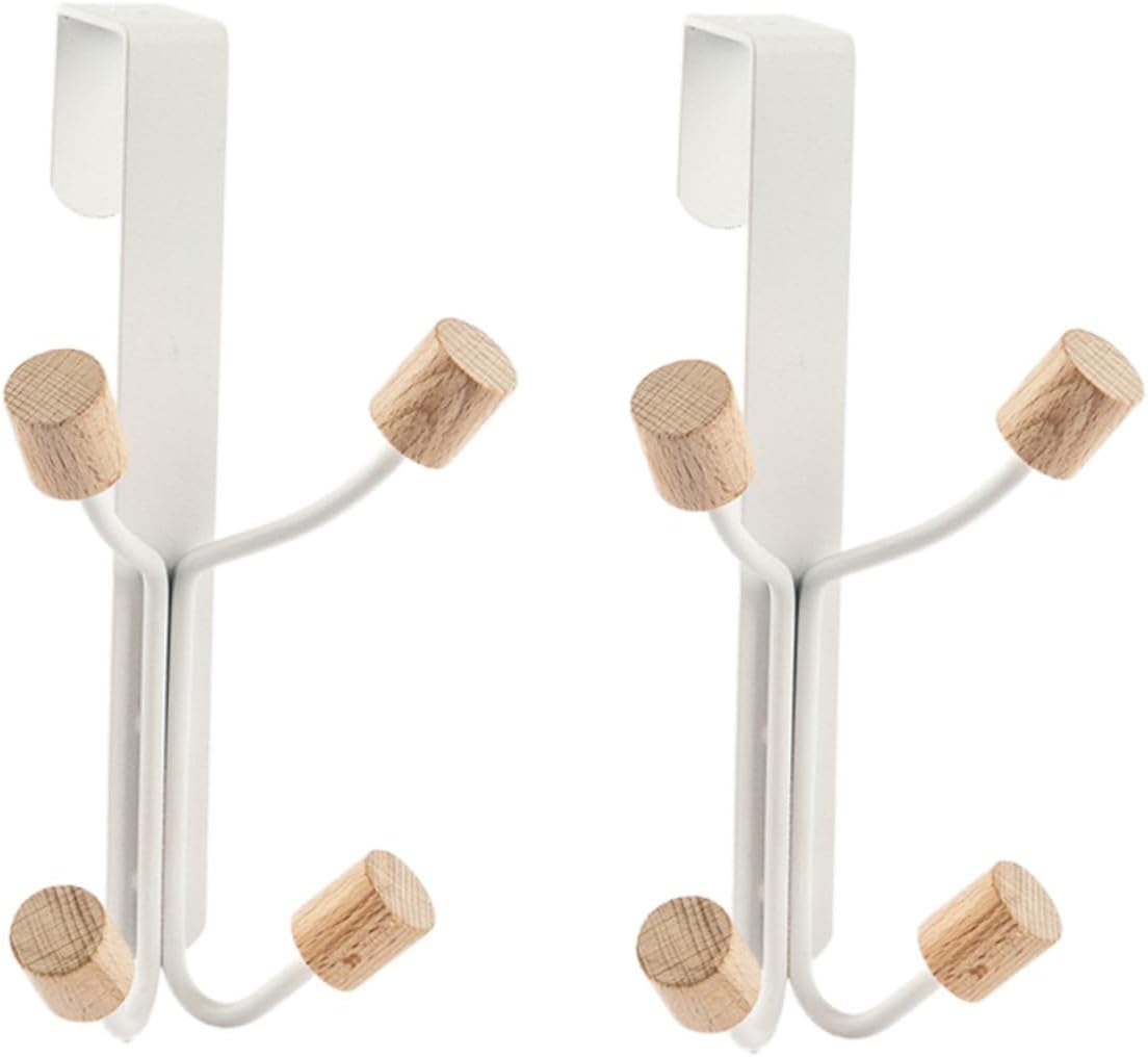Hemobllo The Door Hooks 4-Hook Nail-Free Hanging Rack, No Trace Door Hanger for Bathroom and Home Storage, 2pcs Utility Hooks for Towels Hats Coats