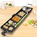 S AFSTAR 35" x 9” Electric Indoor Griddle, 2000W Non-Stick Coated Electric Grill Griddle w/5-Level Temperature, Drip Tray, 2 Egg Rings, 6 Spatulas, Tabletop Griddle for BBQ Barbecue Pancake Teppanyaki