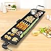 S AFSTAR 35 x 9 Electric Indoor Griddle 2000W Non Stick Coated Electric Grill Griddle w5 Level Temperature Drip Tray 2 Egg Rings 6 Spatulas Tabletop Griddle for BBQ Barbecue Pancake Teppanyaki
