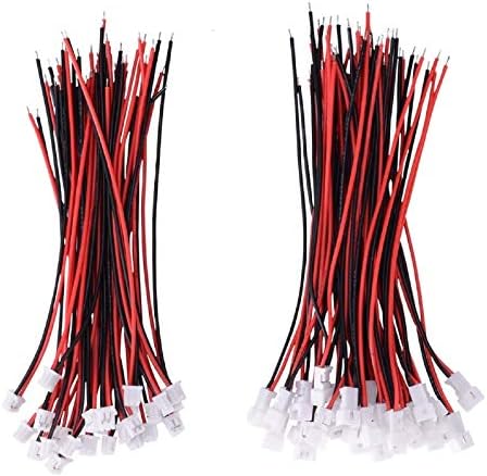 Letool 30 Pairs JST 1.25mm 2 Pin Micro Male Female Connector Plug with Red Black Wire Cable 80mm